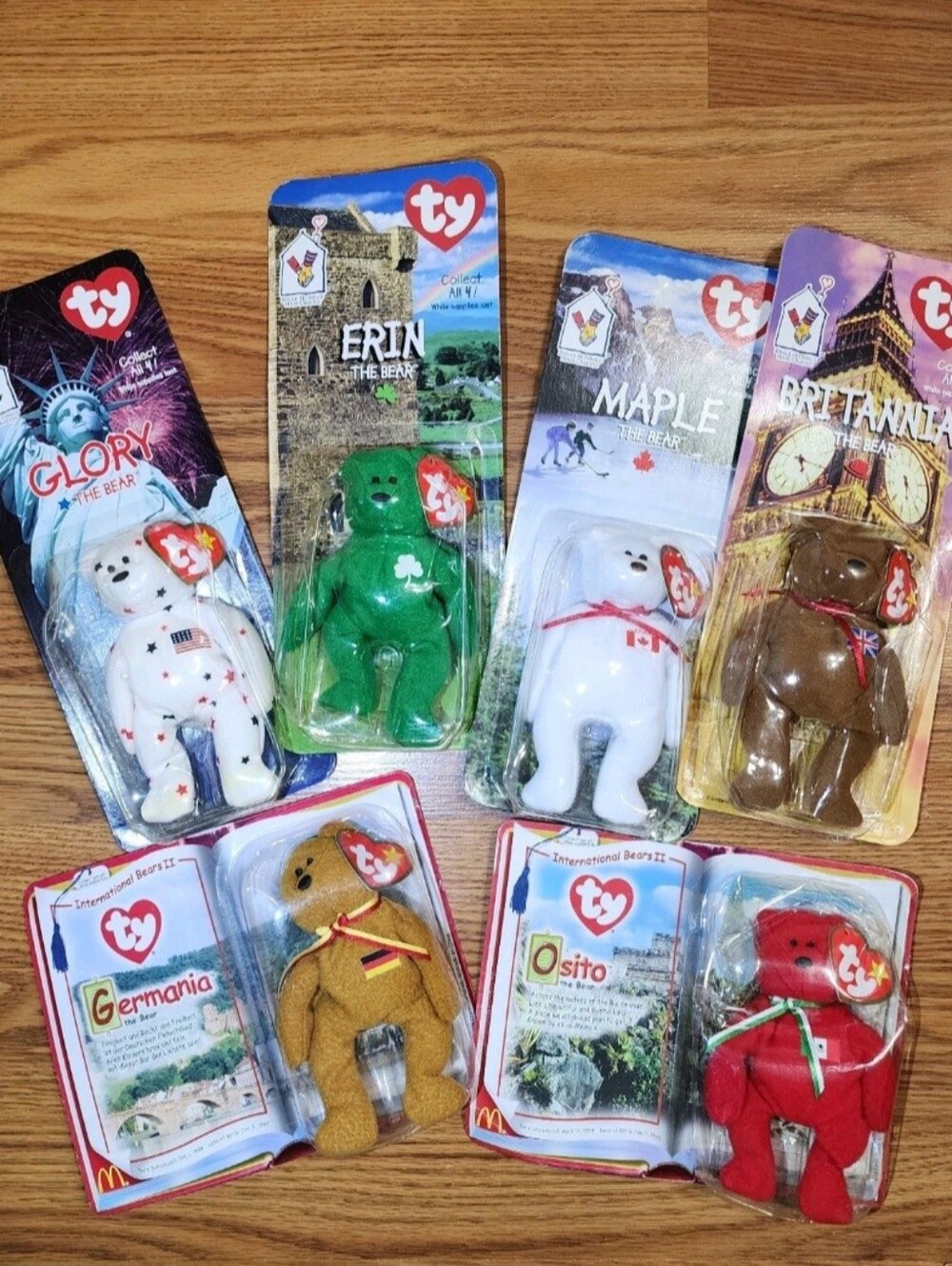 Vintage 1999 Ty McDonald's International Bears Teenie Beanie Babies Lot of 6 NIB
